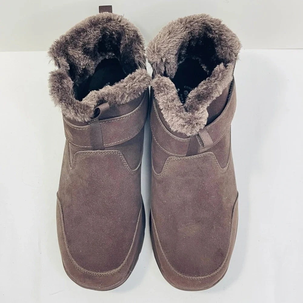 FitVille Men Brown Suede Faux Fur Lined Winter Ankle Boots 11.5 Extra Wide‎